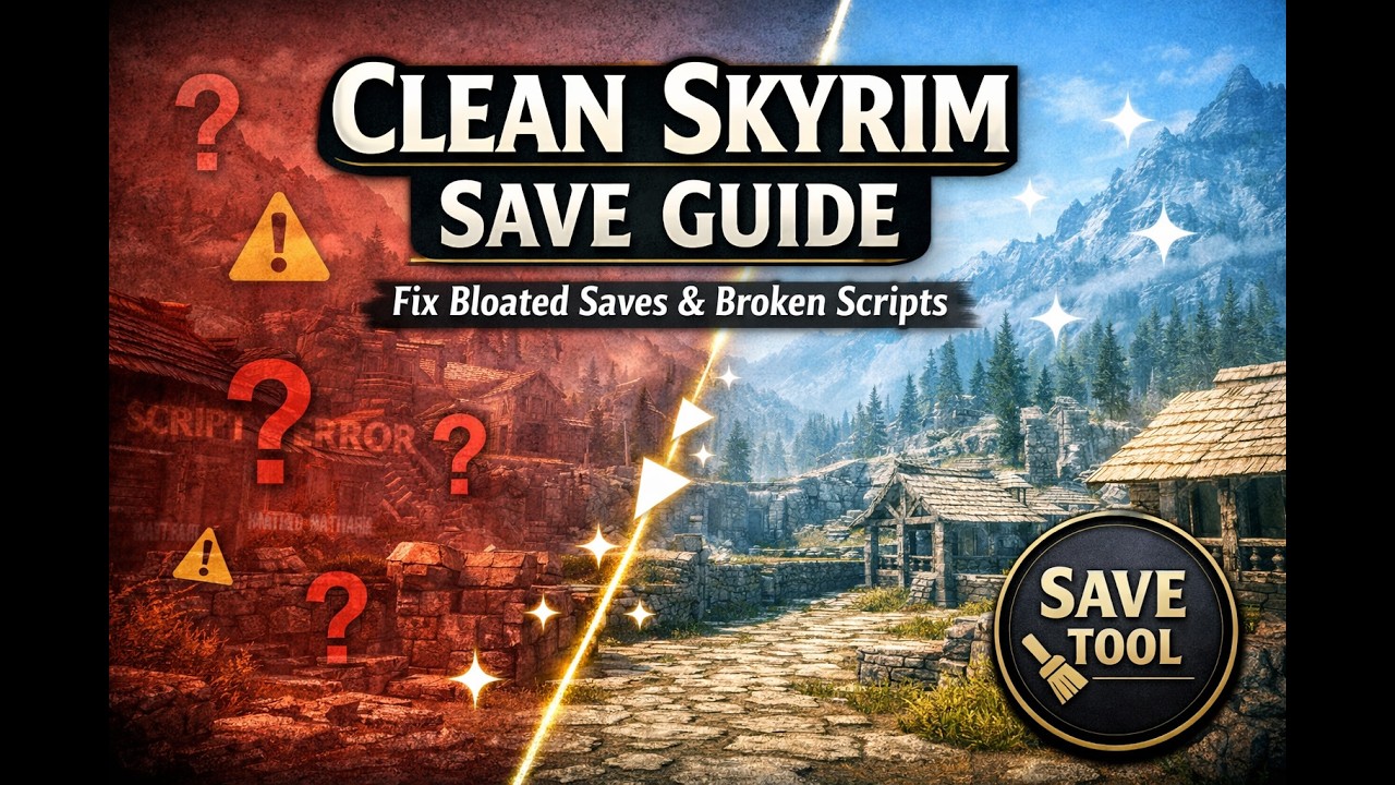 How to Clean your Skyrim SE/AE Save Game for any mod you removed Very Easily Guide!