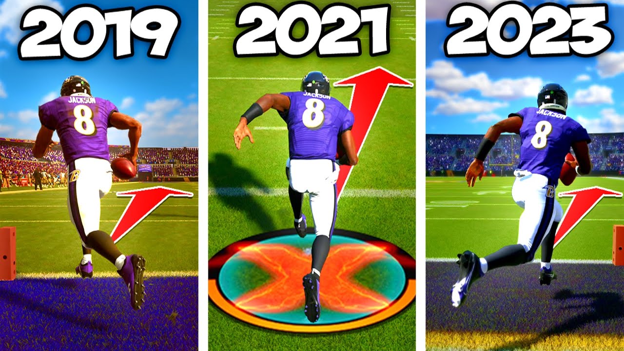 Scrambling for a 99 Yard Touchdown with LAMAR JACKSON on EVERY Madden EVER!