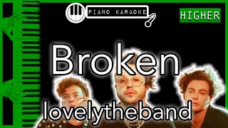 Video voorbeeld van "Broken (HIGHER +3) - lovelytheband - Piano Karaoke Instrumental"