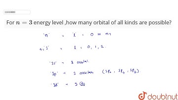 For `n = 3` energy level ,haw many  orbital  of all kinds  are possible ?