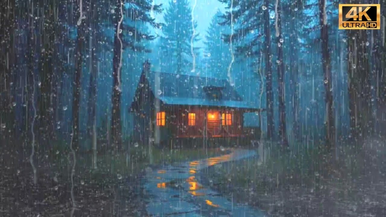 Alone in a Cabin During Heavy Rain | Ultimate Relaxation Ambience - YouTube