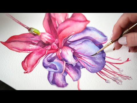 Watercolor Fuchsia 💜 Tutorial in 3 Layers