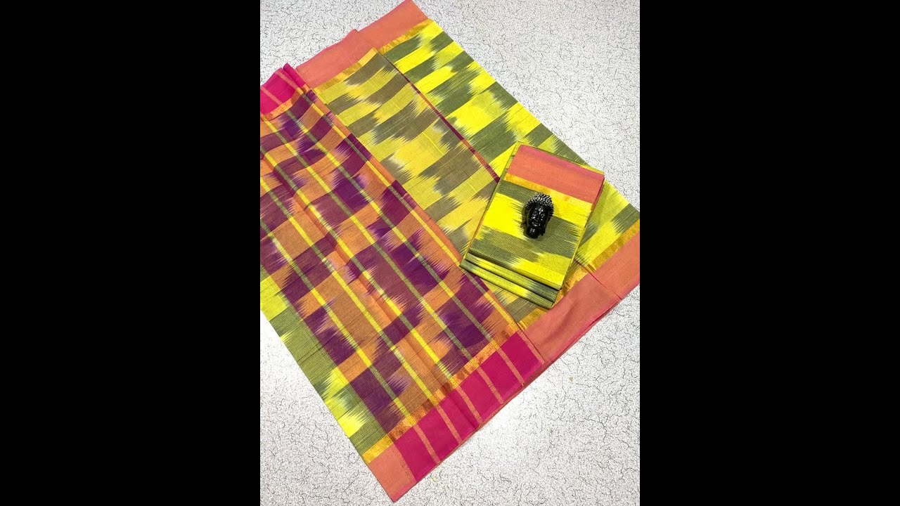 Pure cotton Ikkat Style full weaving sarees || Direct manufacturing  price Rs 899 +$