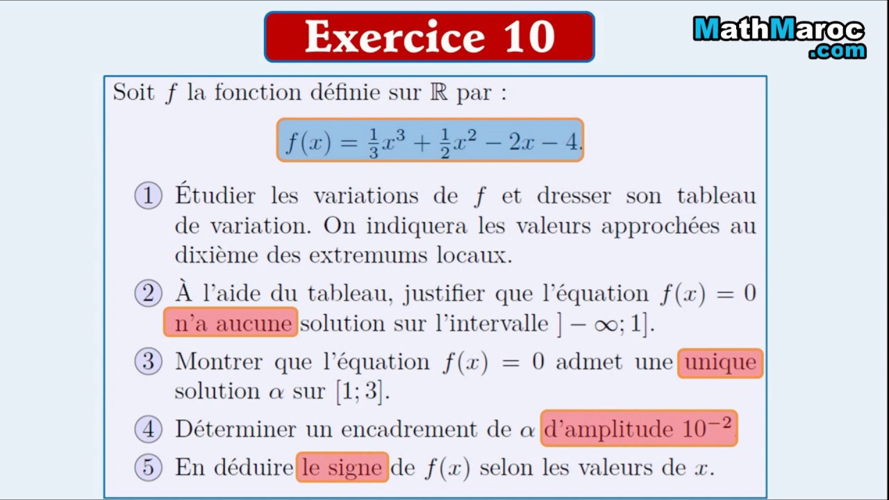 Exercices Corrigés La Continuité tableau des variations et le signe de f(x) YouTube Exercices Corrigés La Continuité tableau des variations et le signe de f(x) YouTube