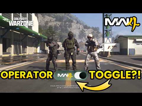 Three operators beside an MW4 operator toggle graphic in a Warzone carry-forward explainer