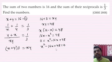 The sum of two numbers is 16 and the sum of their reciprocals is 1/3 Find the numbers.