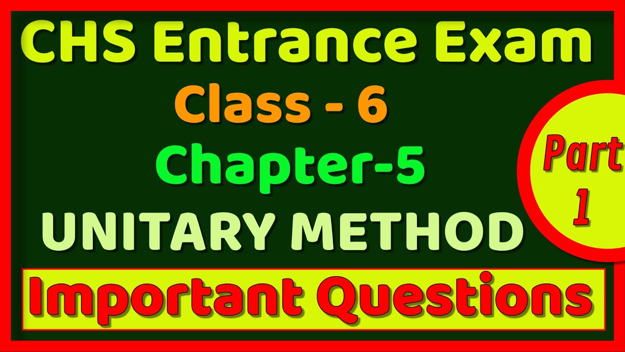 CHS Class 6 Math || Ch-5 ( UNITARY METHOD ) || Part 1 || BHU(SET) - YouTube