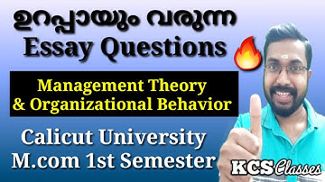 Sure Essay Questions|Management Theory & OB|Calicut University M.com 1st Semester