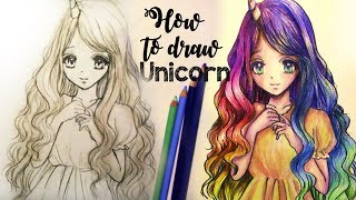 How to draw and color unicorn girl. unicorn. rainbow hair. is still a
trend now? :d anyways i hope you guys like it...
