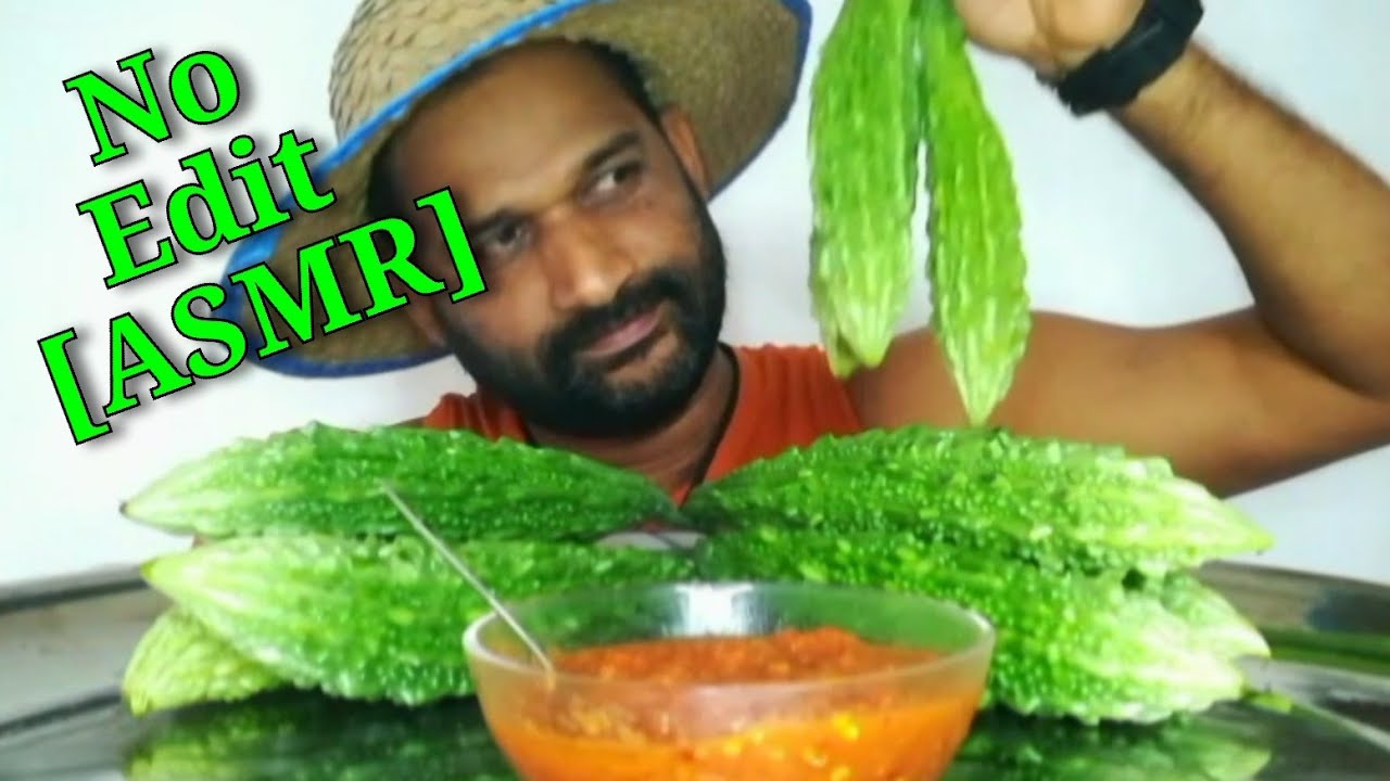 Raw Bitter gourd challenge [ No edit ] Food challenge [ASMR]…