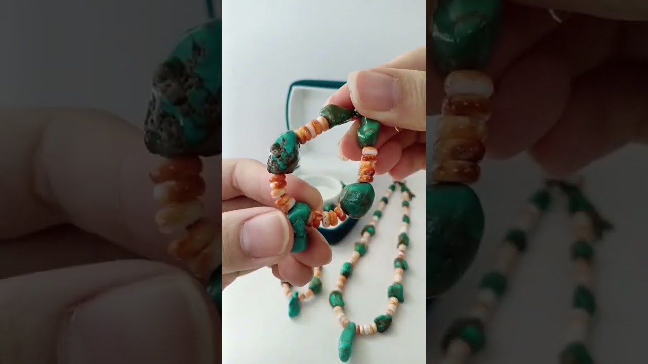 Antique Turquoise spiny oyster Jewelry Set Gift for Her handmade Gemstone 20230222-05-07