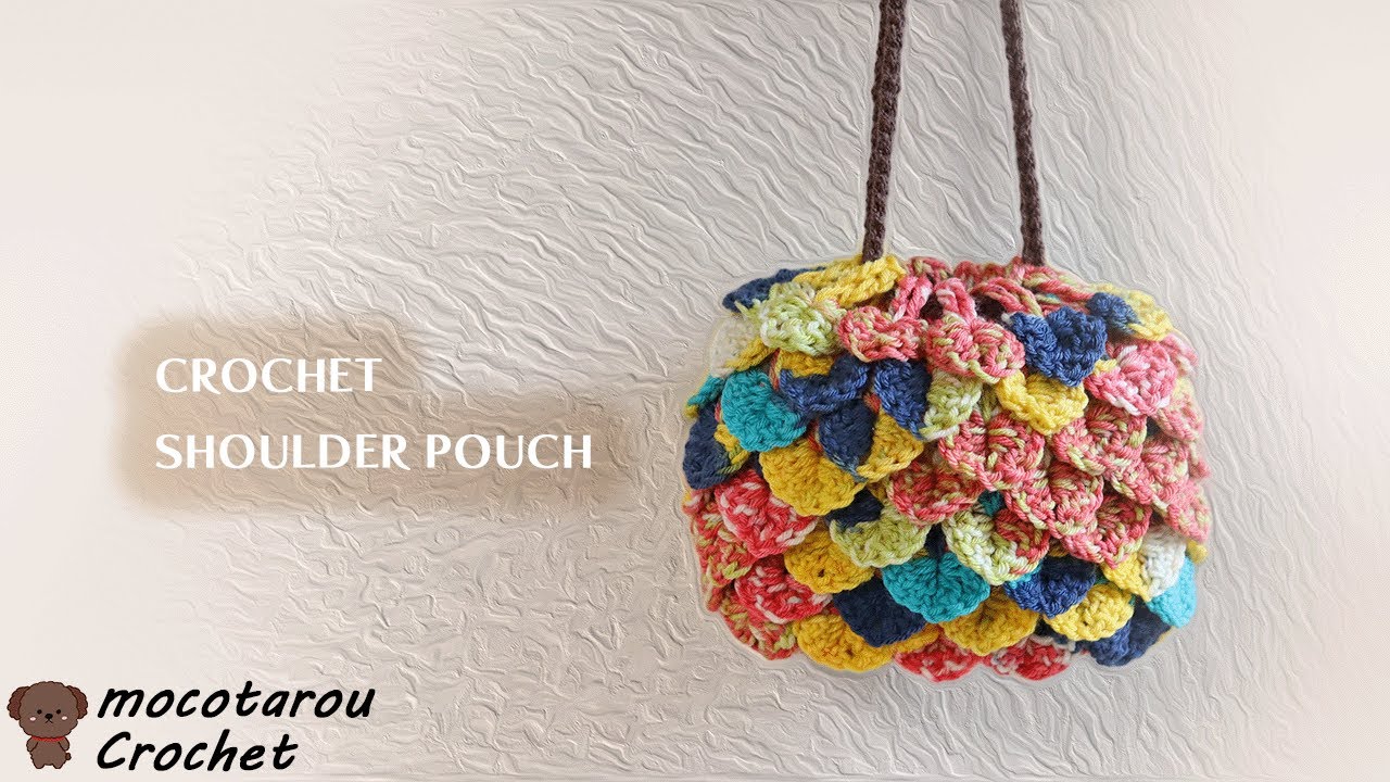 100 yen yarn] I tried to knit a cute pouch with a fluttering scale