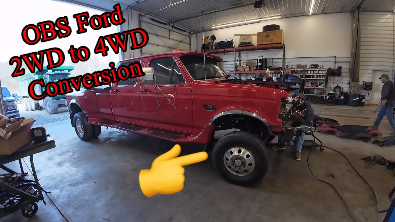 We convert a 1995 2WD Ford F350 crew cab into a 4x4 doing a reverse