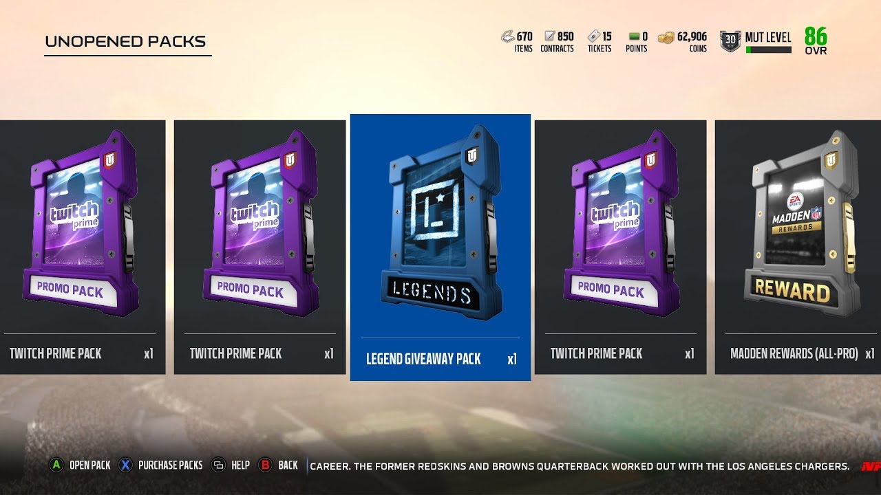 Madden 18 Twitch Prime and Rewards Packs Opening. NFL Football.