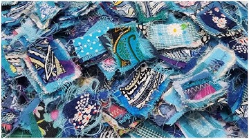 Making Fabric Clusters to use as tag toppers & page tabs in junk journals, using tiny fabric scraps.