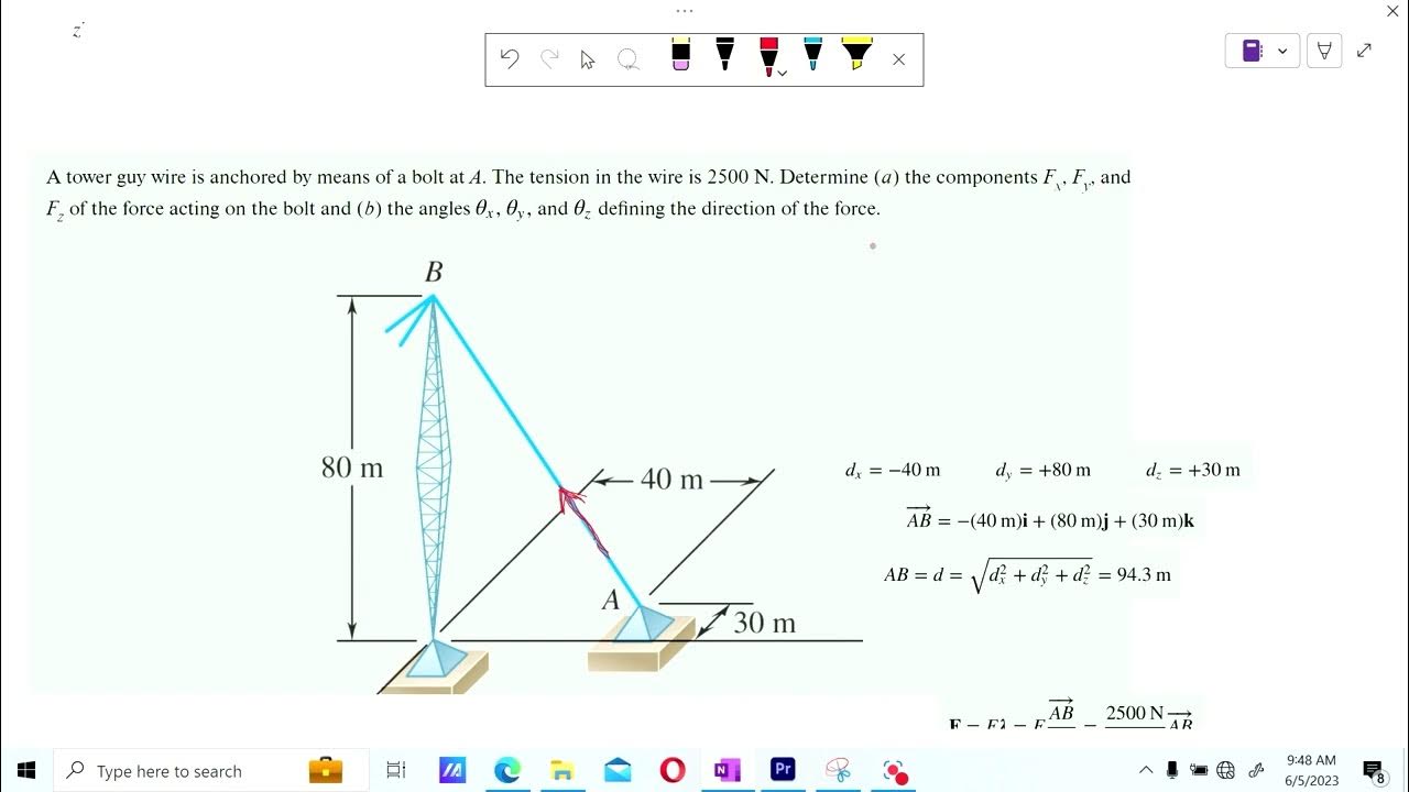 Unit vector and force components - YouTube