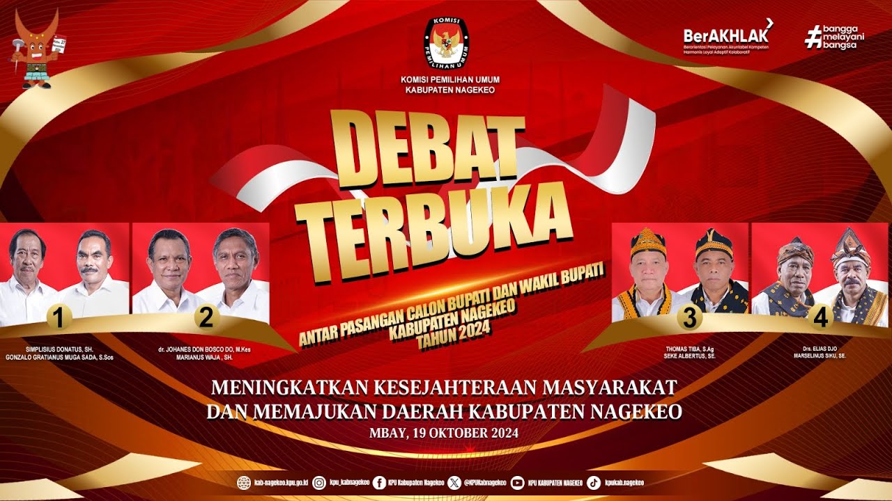 DEBAT TERBUKA ANTAR PASANGAN CALON BUPATI DAN WAKIL BUPATI KABUPATEN NAGEKEO TAHUN 2024