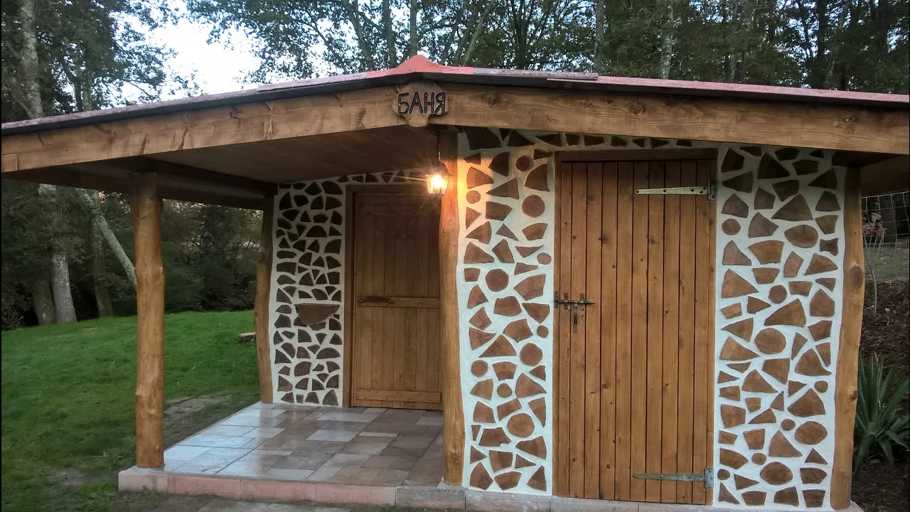 Our cordwood sauna construction - YouTube