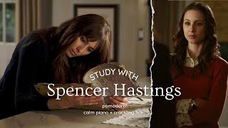 Study With Spencer Hastings | Pomodoro, Calm Piano Music + Crackling Fire