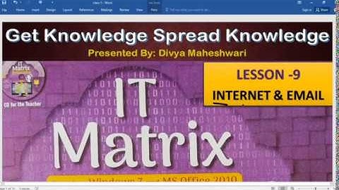 COMPUTER IT MATRIX PART-2 CLASS-5 CH-9 INTERNET & EMAIL