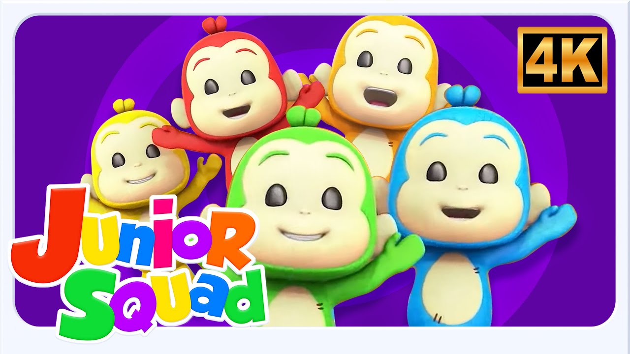 Junior Squad -  Fünf Kleine Affen | Ein Lustiges Lernlied Für Kleinkinder