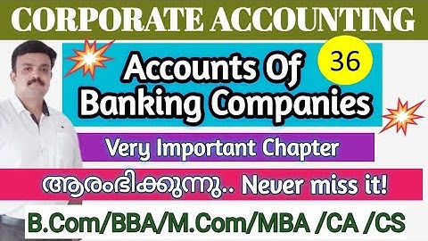 Accounts of Banking Companies/Corporate Accounting/Malayalam