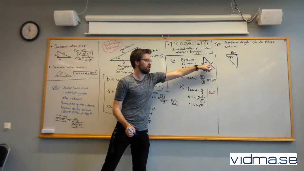Matematik 1c och 3c: Trigonometri i rätvinkliga trianglar