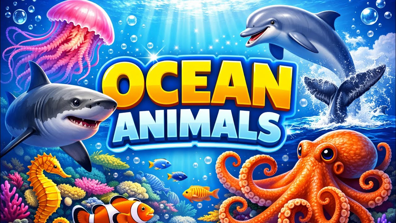 Ocean Animals for Kids and Toddlers Learning | Real Visuals, Names and Sounds | Educational Video