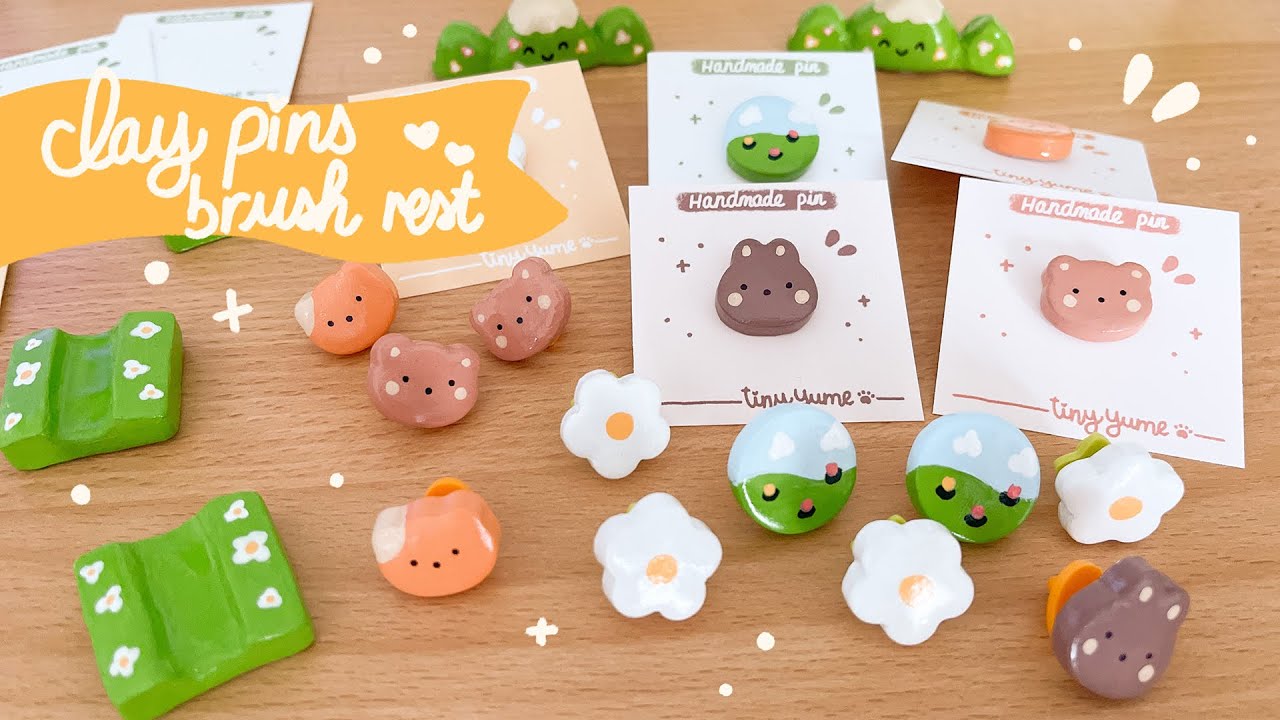 HOW I MAKE CLAY PINS AND BRUSH REST work with me relaxing asmr YouTube