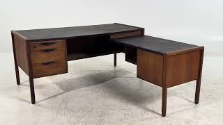 Jens Risom Mid Century Walnut Corner Desk