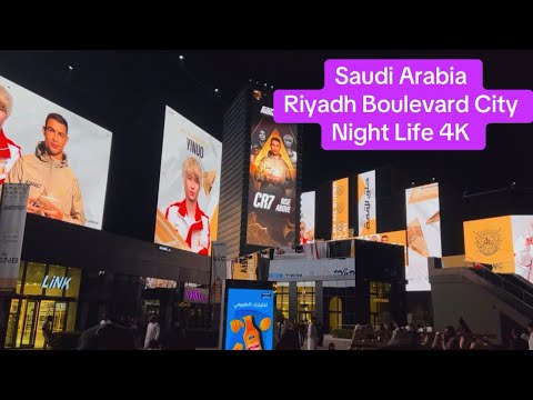 Riyadh By Night Boulevard City Walking Tour Lights Music Vibes Saudi Arabia 4K 