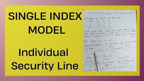Single Index model for Individual Stocks
