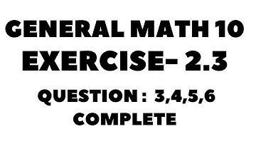 10th Class General Math, Chapter 2 , Exercise -2.3  Question 3,4,5,6  Complete