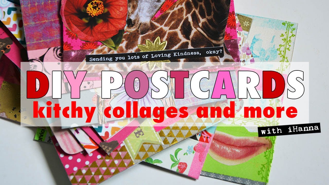 DIY Postcard pile FLIP-THROUGH - kitschy & fun collage postcards