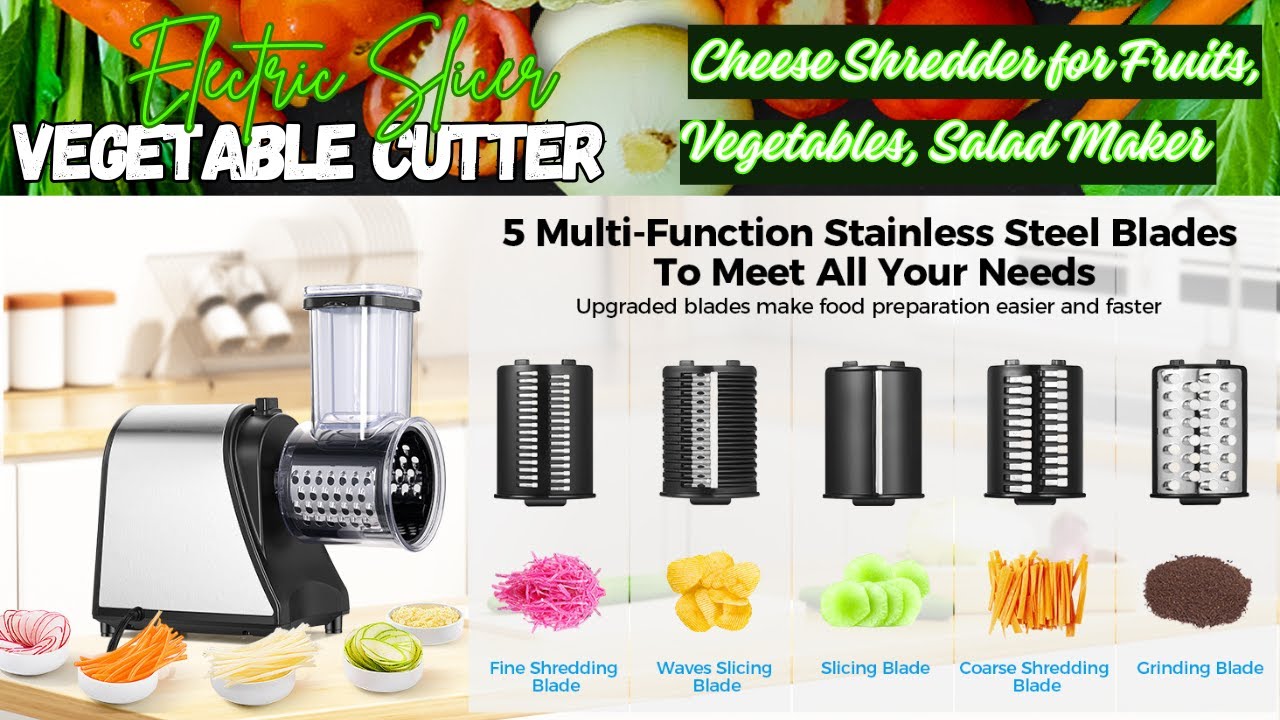 Electric Cheese Grater, 250W Electric Vegetable Cutter Electric Slicer  Shredder