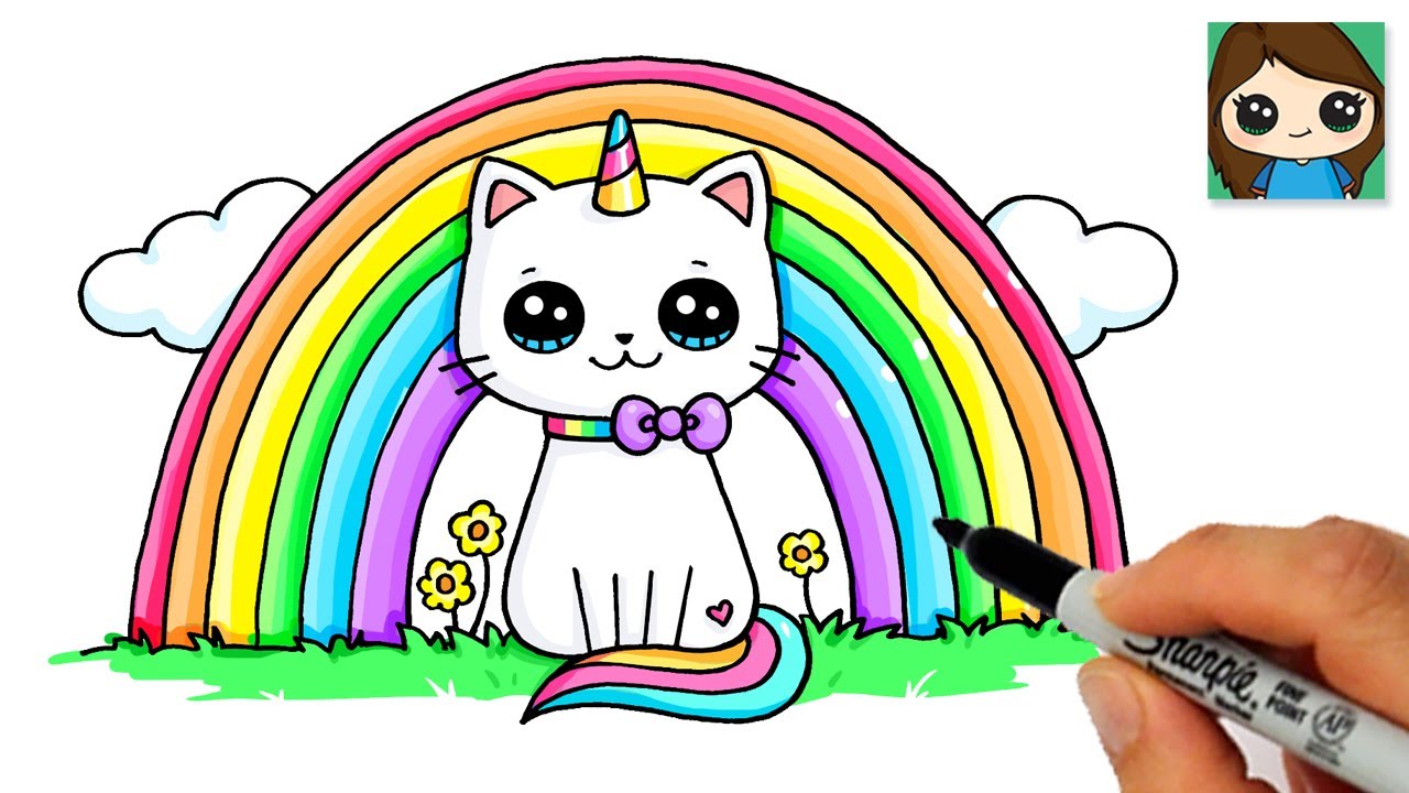 How to Draw a Rainbow Unicorn Cat Easy ???? - YouTube