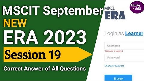 MSCIT ERA Session 19 - 2023| September| MSCIT New Era session 19| #mscitera