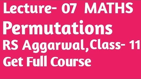 Permutations Ex-8C #RS Aggarwal