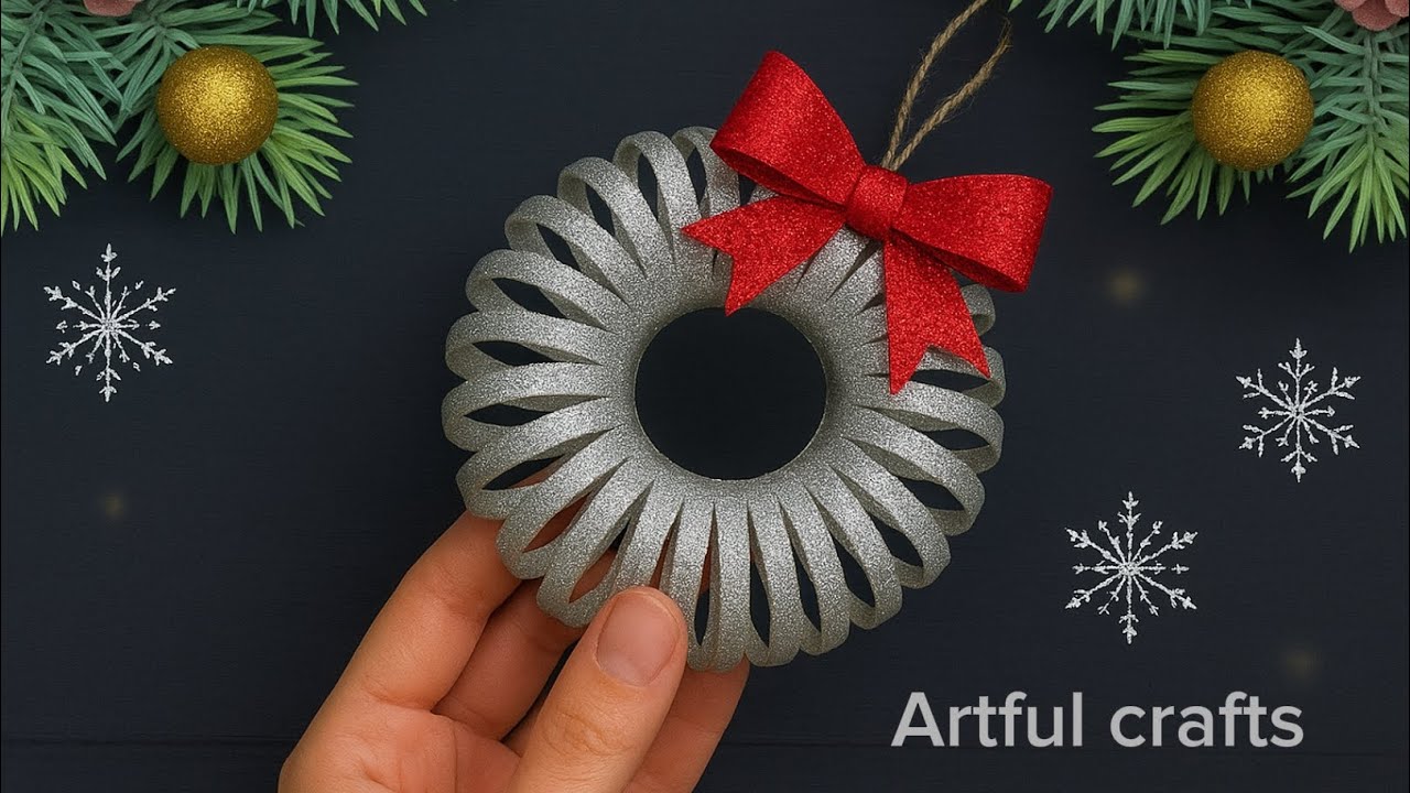 Sparkly Silver Holiday Wreath ✨ Simple DIY Ornament