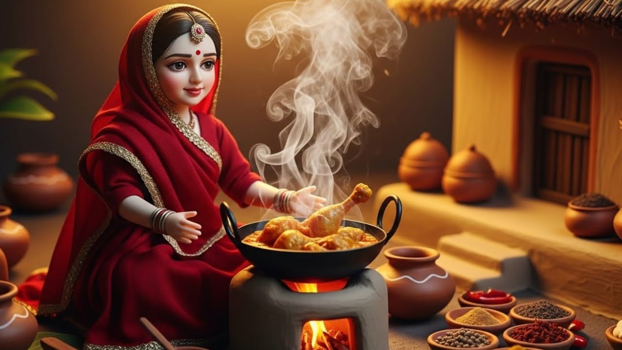 Miniature Doll Village Cooking | Slow ASMR Mud House Food by Amina