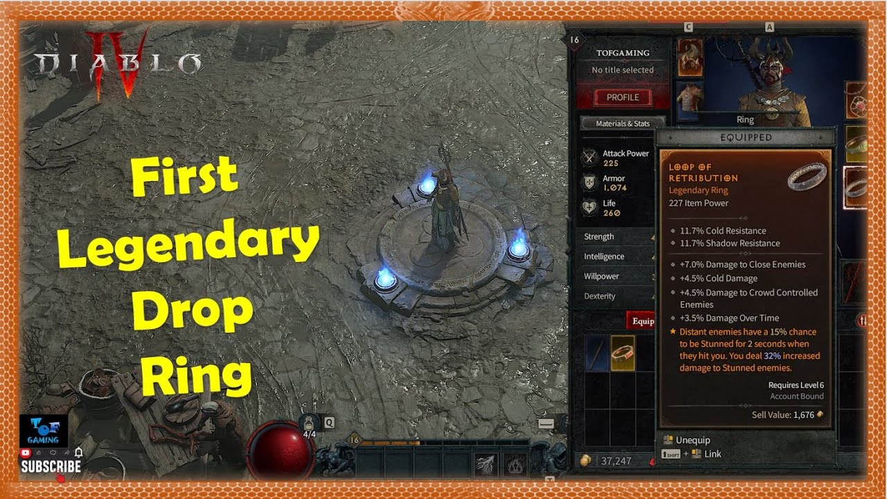 Diablo 4 how I got my First Legendary Drop Legendary Ring Loop of