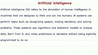 Short Paragraph on Artificial Intelligence