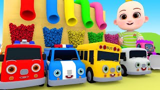 Wheels on the Bus Song Learn Vehicle Names and Color Change Pool Play - Nursery Rhymes & Kids Songs