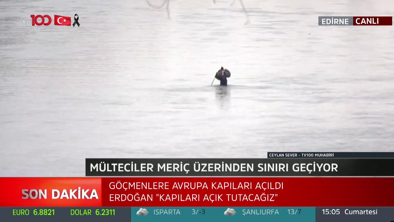 Meriç Nehri'nden Yunanistan'a yürüyerek geçti... tv100 canlı yayınında tarihi anlar