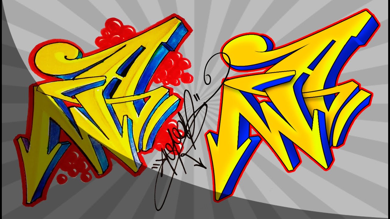 Letra "A" en grafiti  Letter "A" in graffiti - YouTube