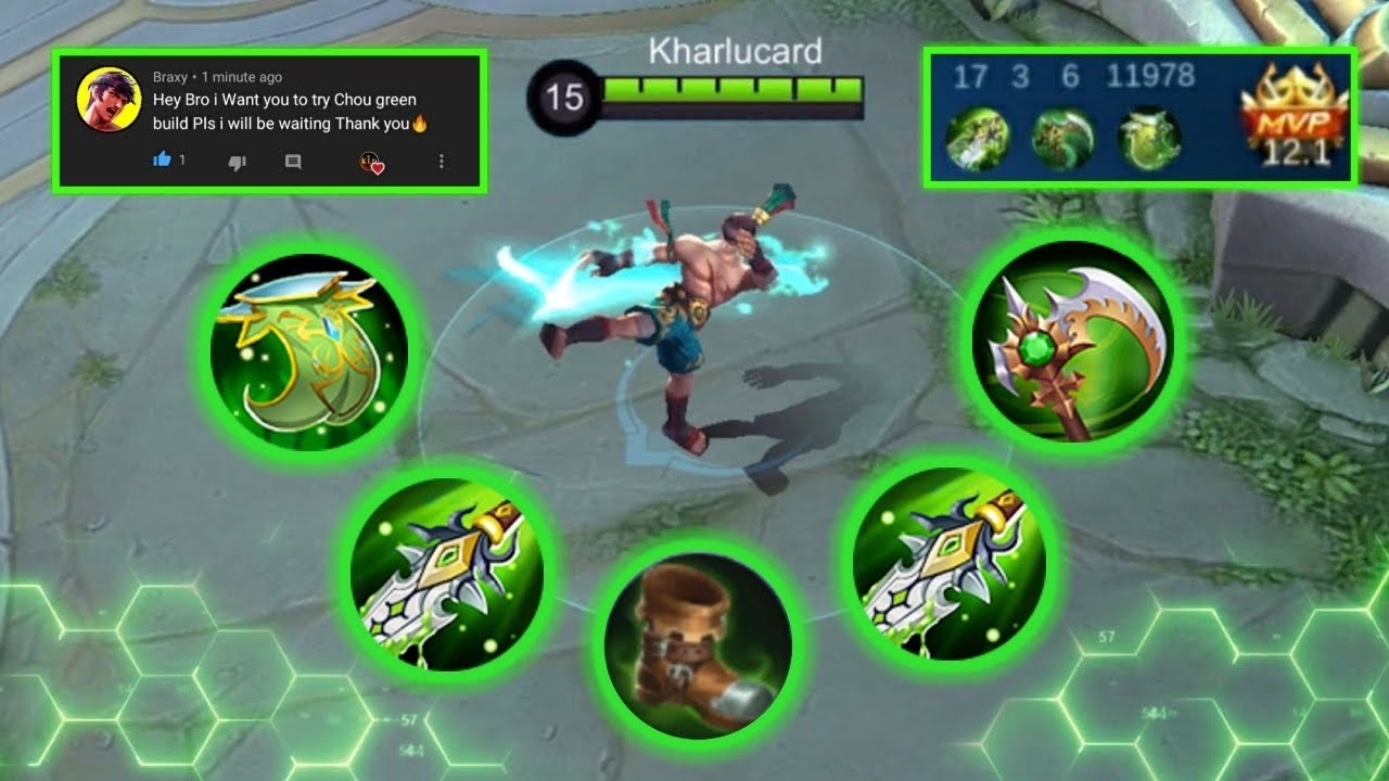 CHOU MAINS MUST TRY THIS GREEN BUILD! SO BROKEN! | CHOU MOMENTS FREESTYLE GREEN BUILD CHALLENGE MLBB