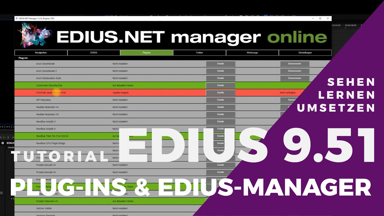EDIUS Tutorial - Plug-Ins und EDIUS.NET Manager - YouTube