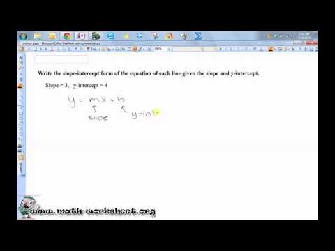 Geometry - Parallel Lines and the Coordinate Plane - Writing linear equations - Easy