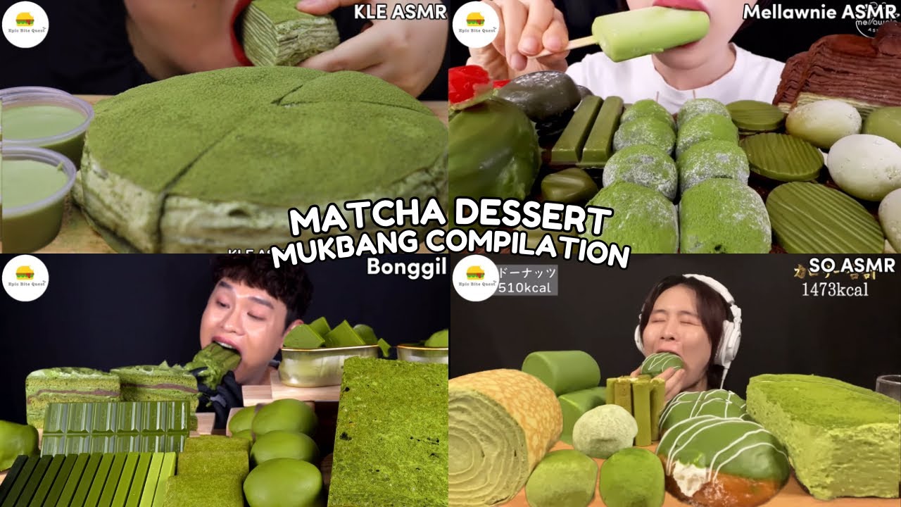 ASMR | MATCHA DESSERT PARTY MUKBANG COMPILATION |