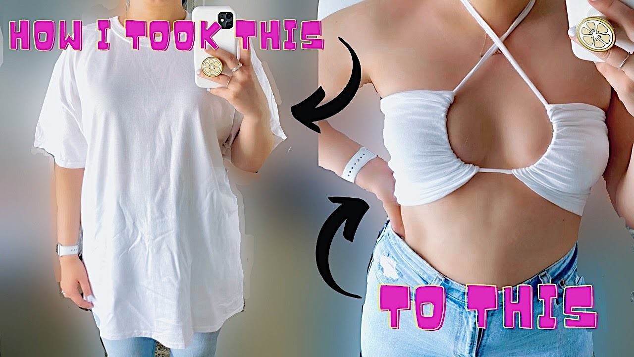 Trying Diy Tiktok Clothing Trends Turning A T Shirt Into A Cute Tank Top Youtube